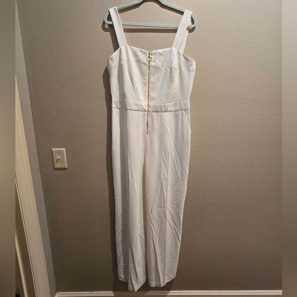 Trina Turk White Zipper Front Wide Leg Jumpsuit NWT Sz 14 - Picture 2 of 4